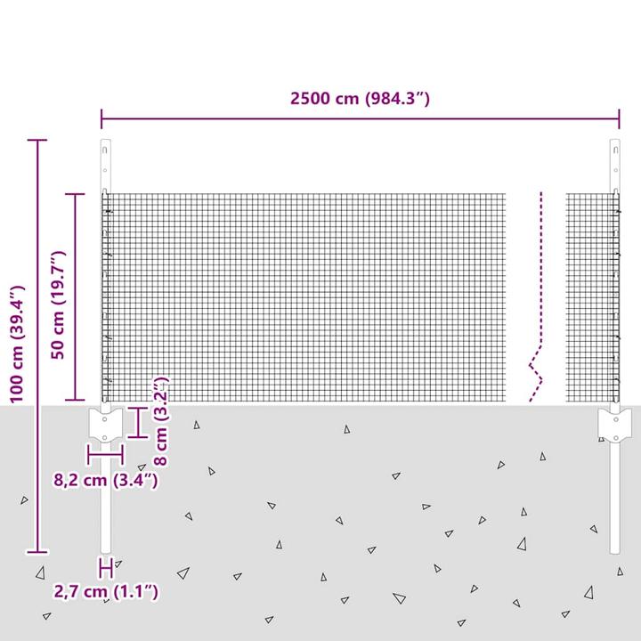 Produktbild vidaXL Grau Zaun