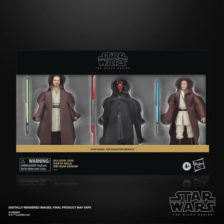 Actual product image Hasbro Star Wars Episode I Black Series 3-pack Qui-Gon Jinn, Darth Maul, Obi-Wan Kenobi