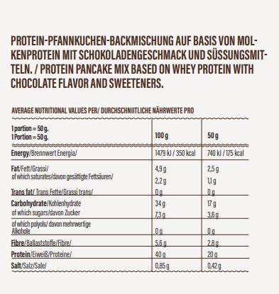 Valeurs nutritives et ingrédients GoFitness Mix de crêpes protéinées (450 g)