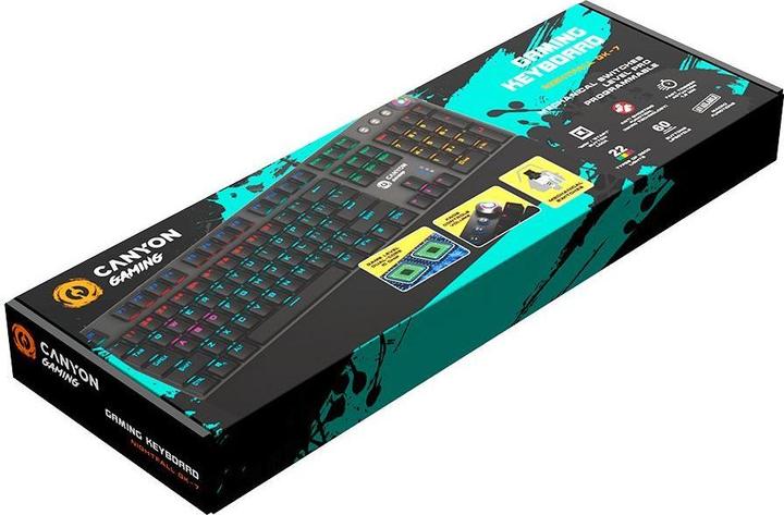 Immagine prodotto Canyon Tastiera meccanica da gioco Nightfall CND-SKB7-US, interruttore nero, LED, layout USA (US, Cablato)