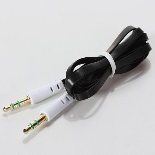 Produktbild Hermex 1m 3.5mm Audio AUX Klinke Stereo FLACH Kabel SCHWARZ (1 m, AUX Kabel)