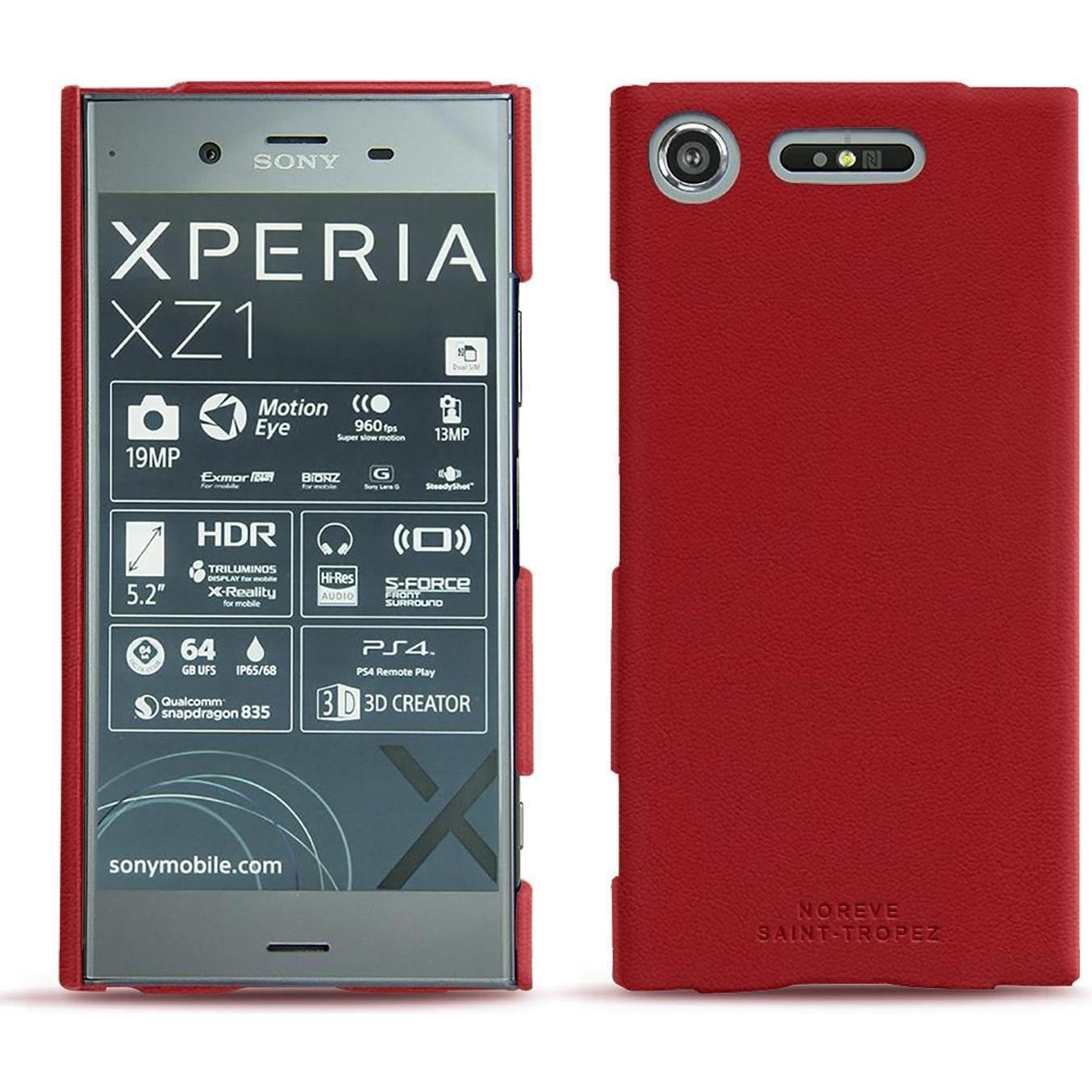 Noreve Lederschutzhülle (Sony Xperia XZ1), Smartphone Hülle, Rot