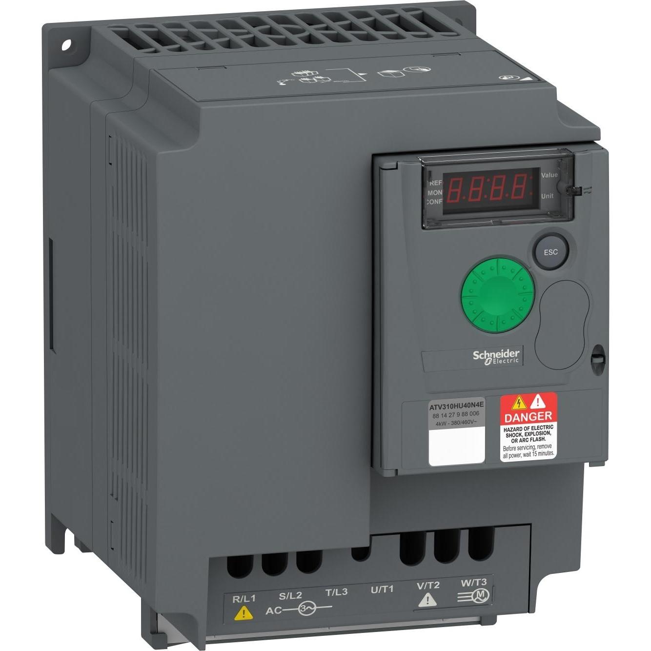 Schneider, Convertitore di frequenza, Inverter, Easy Altivar 310, 4kW, 380-460V AC, trifase, senza filtro ATV310HU40N4E