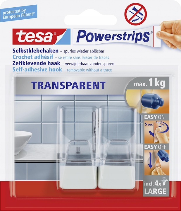 tesa Powerstrips Transparent Haken