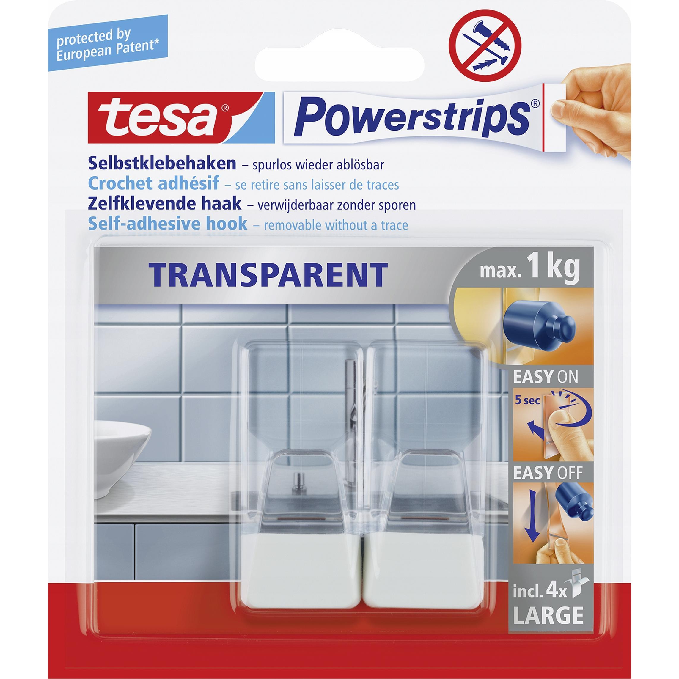 8x tesa, Klebehaken + Klebenagel, Powerstrips Transparent Haken