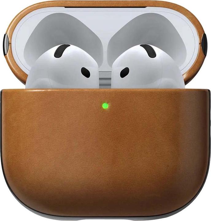 Actual product image Nomad Modern Leather Case Airpods 4 English Tan-C (Headphone bag)