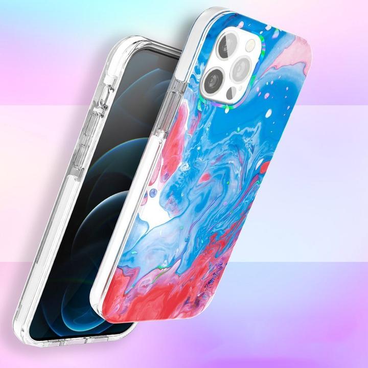 Image du produit Kingxbar Watercolor Series Color Case pour iPhone 12 Pro Max Blue Pink (Apple iPhone 12 Pro Max)