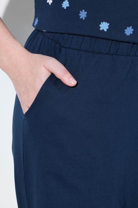Image du produit Ulla Popken Pyjama 2 pièces, pantalon + haut à fleurs avec broderie, décolleté rond et manches courtes (46, 48)