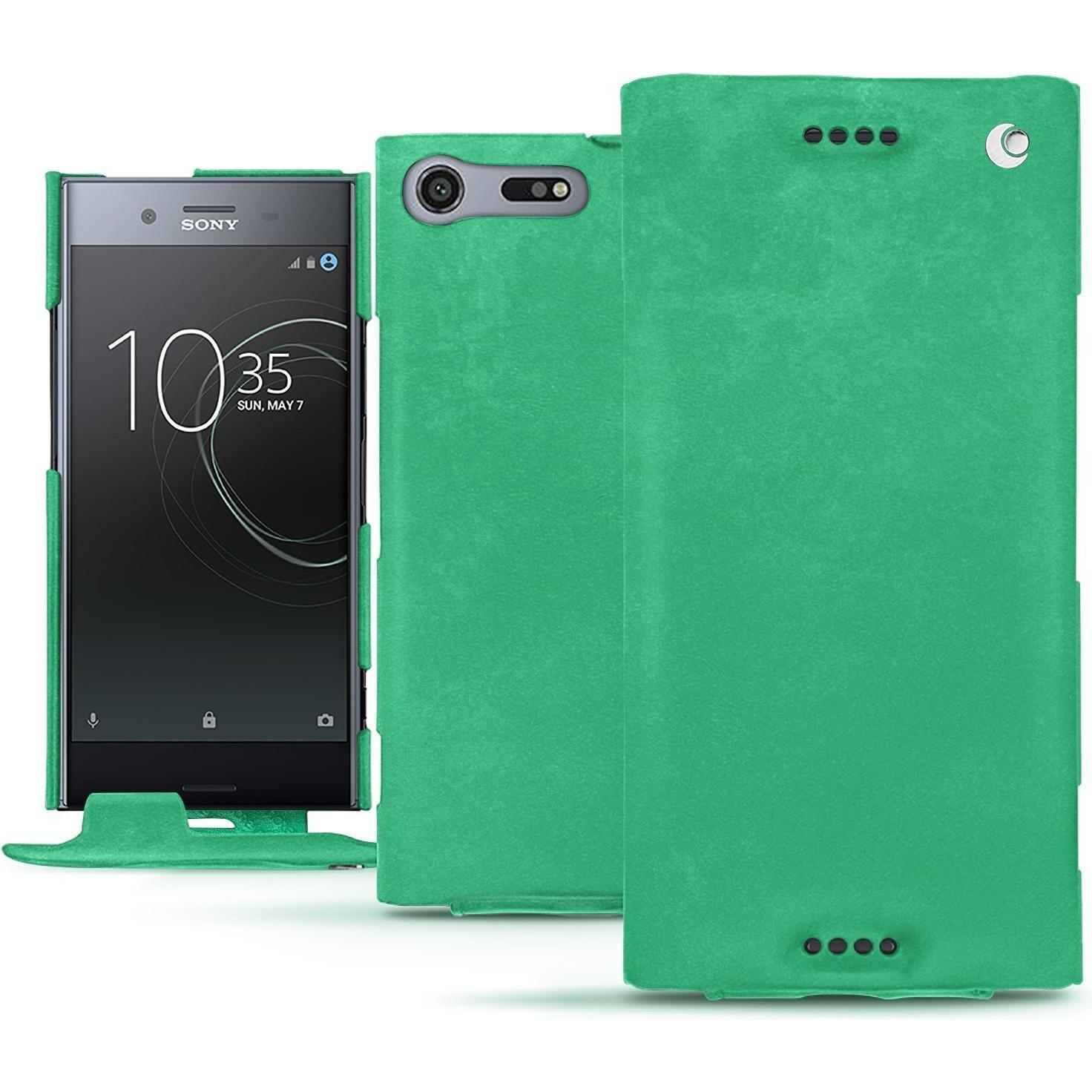 Noreve Lederschutzhülle vertikal (Sony Xperia XZ Premium), Smartphone Hülle, Grün