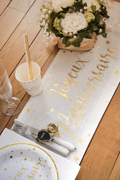 Image du produit Santex Chemin de table 'Joyeux Anniversaire' or (3m) (300 x 28 cm)