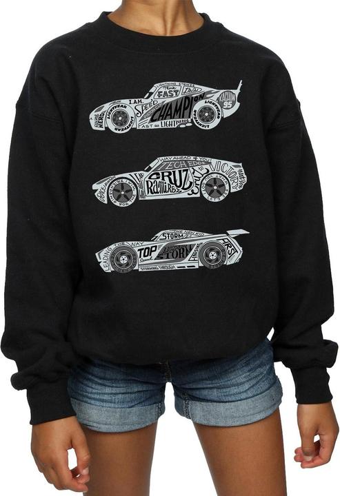 Actual product image Disney Girls Cars Text Racers Sweatshirt (116)