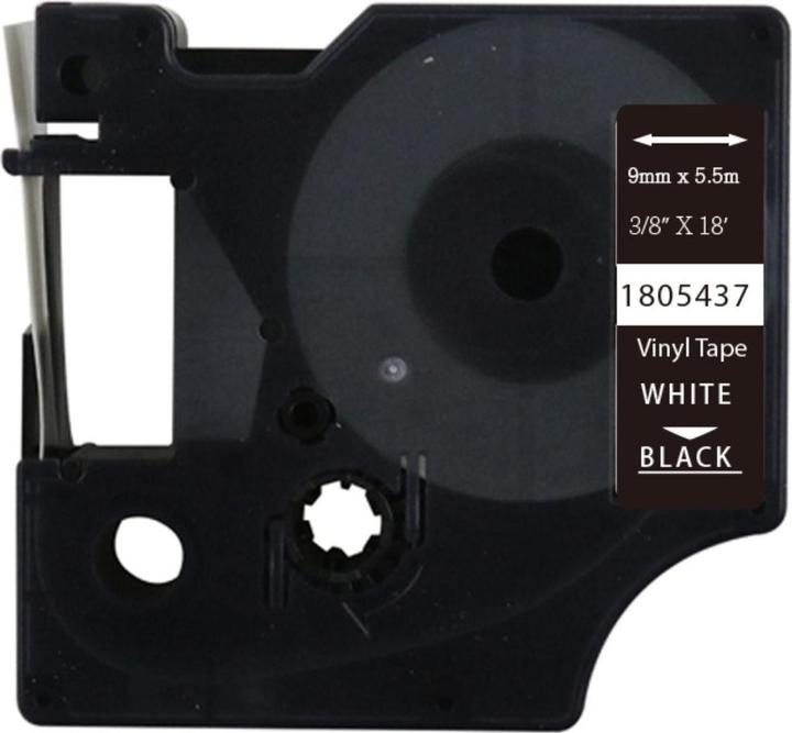Actual product image Hermex Alternatives Etikettenband zu Dymo 1805437 Vinyletiketten (0.90 cm, Black, White)