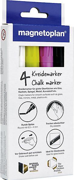 Actual product image Magnetoplan Chalk marker, assorted colours, black, white, yellow, pink, pack of 16. (16 x)