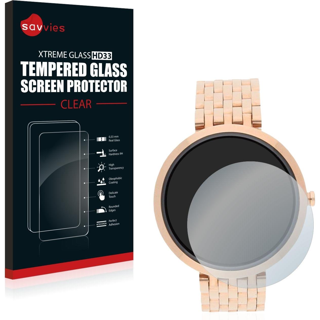 Savvies Panzerglas Hartglas Displayschutz, Smartwatch Schutzfolie, Transparent