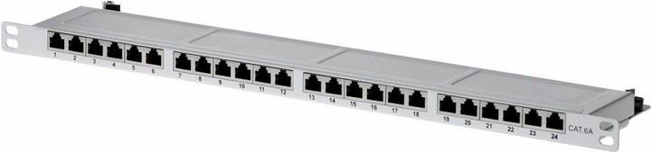 Helos Patch Panel - Rack montierbar - RJ-45 X 24 - Grau, RAL 7035 - 0.5U - 48.3 cm (19