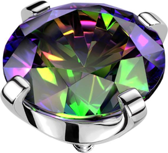 Actual product image Star Piercing Dermal Anchor silber Kristall dunkel multicolor gefasst (without brass, Titanium)