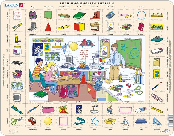 Produktbild Larsen Puzzle - Learning English (6) at School (70 Teile)