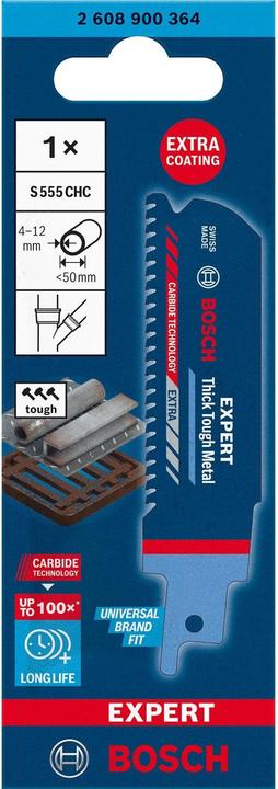 Image du produit Bosch Professional Zubehör Lame de scie sabre EXPERT 'Thick Tough Metal' S 555 CHC, 1 pièce
