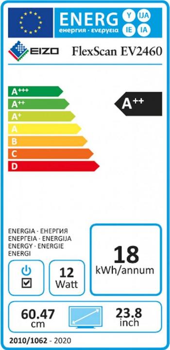 Energy Label Eizo EV2460 FlexScan (1920 x 1080 pixels, 23.80")