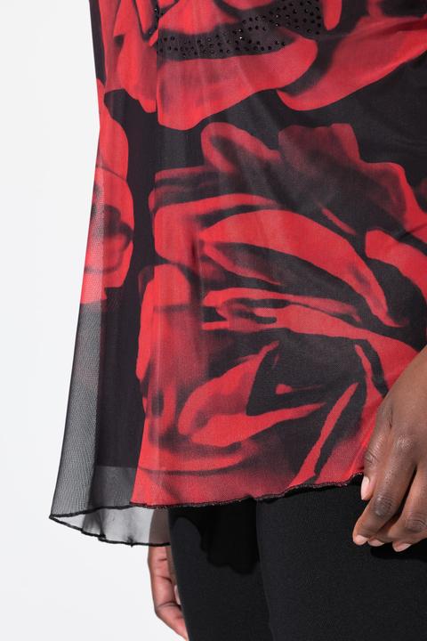 Produktbild Ulla Popken Chiffonbluse, Rosen, Oversized, Rundhals, Halbarm (46, 48)