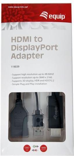 Produktbild equip HDMI Adapter Displayport St/Bu /60Hz sw (HDMI, 0.60 cm)