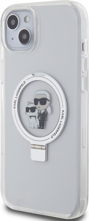 Produktbild Karl Lagerfeld Hülle TPU Ring Stand Karl und Choupette, Transparent Series (Apple iPhone 15 Plus)