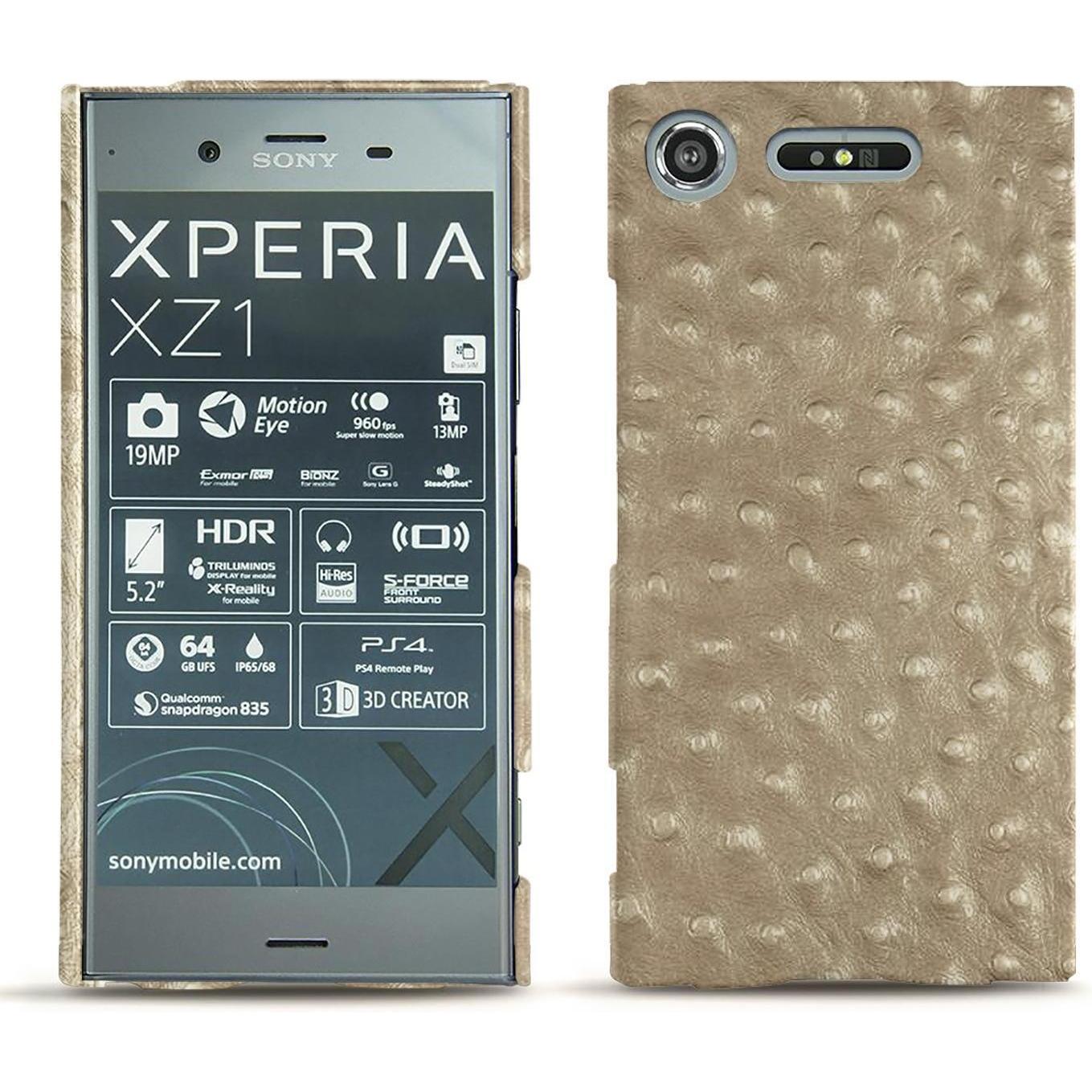 Noreve Lederschutzhülle (Sony Xperia XZ1), Smartphone Hülle, Beige