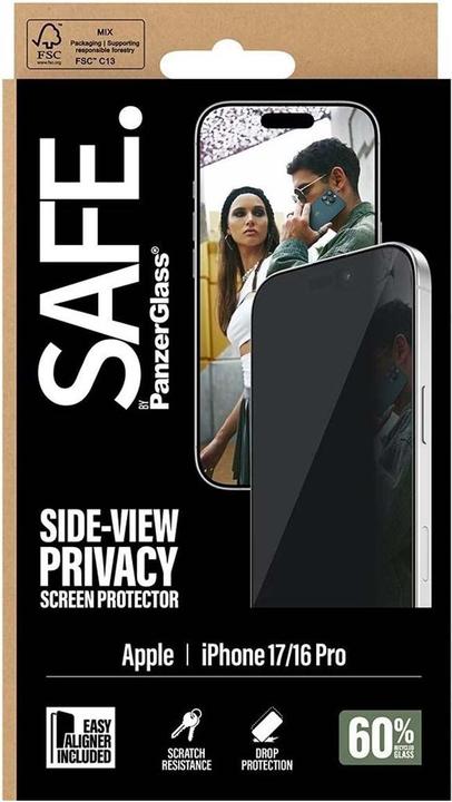 Immagine prodotto PanzerGlass SAFE. Privacy Screen Protector (1 Pezzo/i, Apple iPhone 16 Pro, Apple iPhone 17)