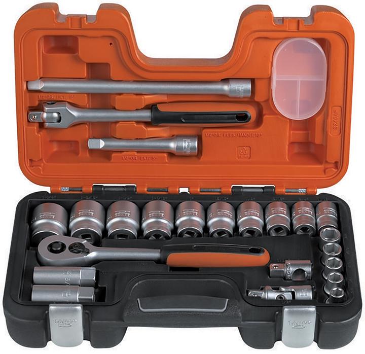 Actual product image Bahco 1/2"-Steckschlüssel-Satz, zöllig, Sechskant, inklusive Umschaltknarre - 23-teilig (16 mm)