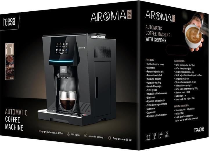 Produktbild Teesa AROMA 800 mit Mahlwerk und Milchaufschäumer