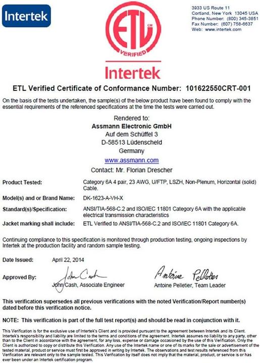 Actual product image Digitus Network cable (U/FTP, CAT6a, 100 m)