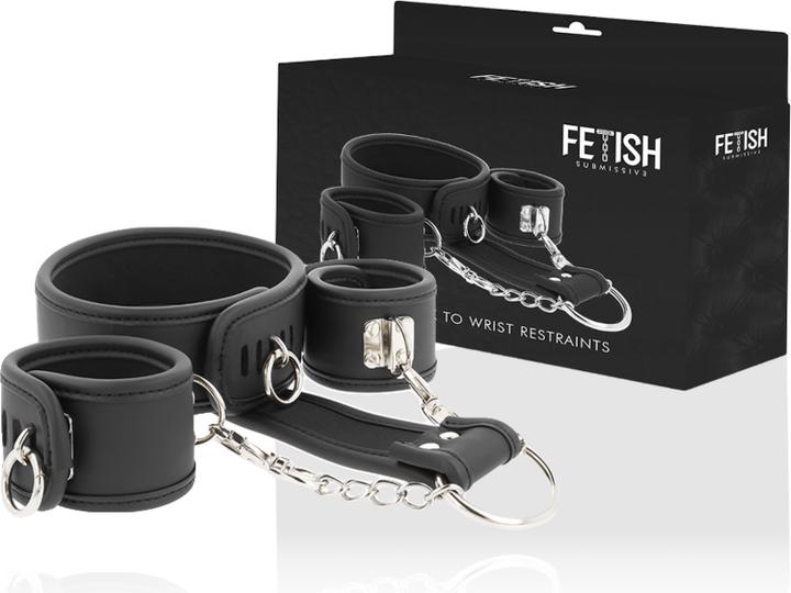 Productafbeelding Fetish submissive Manchetset bestaande uit nek- en handboeien van veganistisch leer