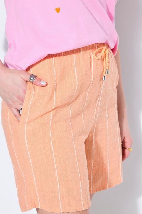 Image du produit Studio Untold Short jambes larges rayé texturé, taille élastique (46)