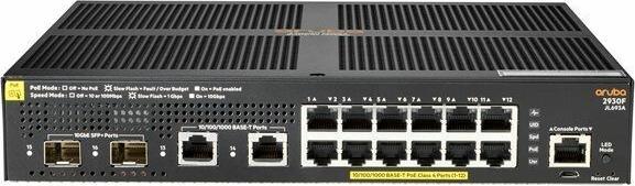 Produktbild HPE Aruba 2930F 12G PoE+ 2G/2SFP+, Managed, L3, Gigabit Ethernet (10/100/1000 (12 Ports)