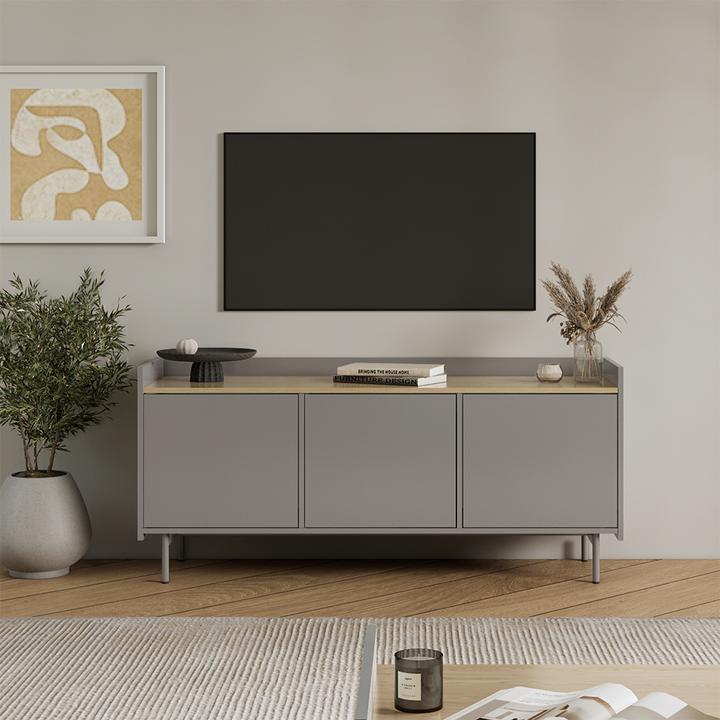 Produktbild Vichy Lowboard Velina, Grau/Eiche, 140 x 63 cm mit 3 Türen