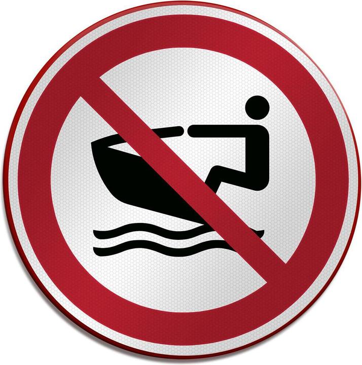 Actual product image Brady P/P057/NT/RFLBD-DIA400-1, ISO safety sign - No private watercraft, aluminium