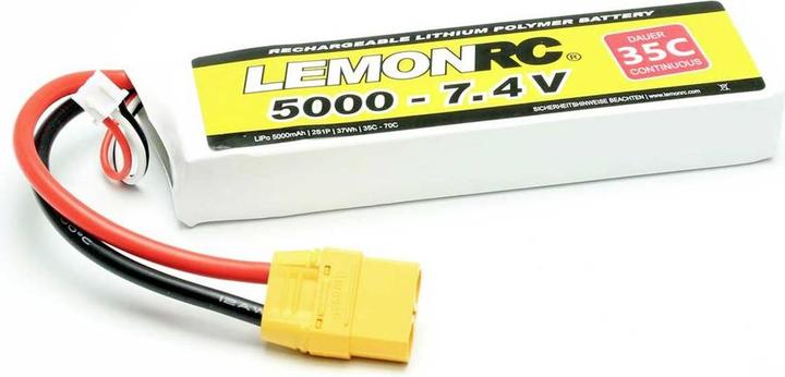 Immagine prodotto LemonRC LRC 2S 5000 - LiPo Akku 5000 - 7.4V (35C) - Akku (7.40 V, 5000 mAh)