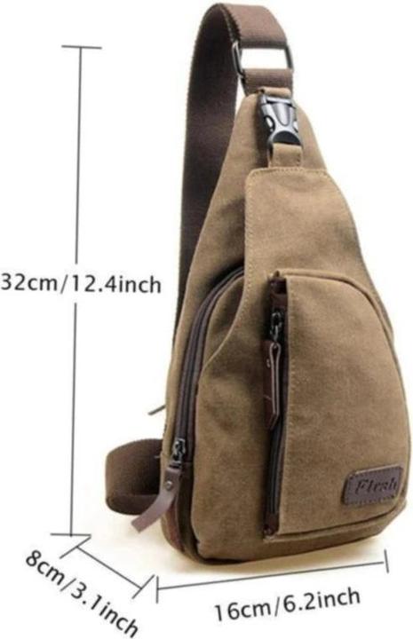 Produktbild Only-Bags.Store Vintage Canvas Satchel Schulter Sling Chest Pack Multifunktionale Outdoor Kleine Umhängetasche