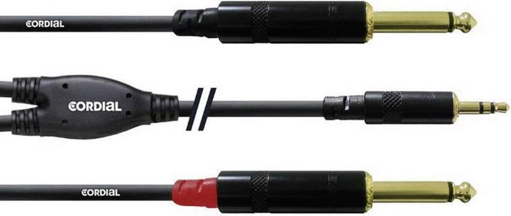 Cordial CFY 1.5 WPP - Y-adapter cable 3.5mm jack - 2x 6.3mm mono jack (1.50 m, 3.5mm jack (AUX), 6.3mm jack)