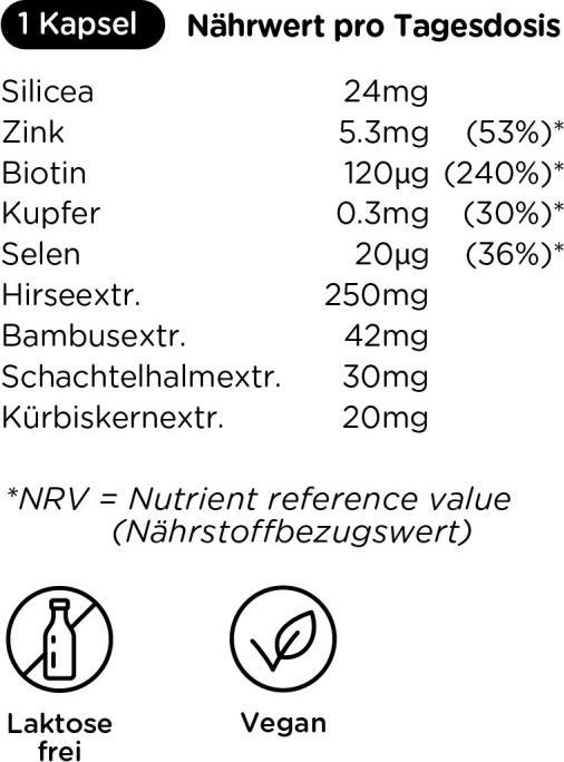 Nährwerte und Zutaten Kanela Haar, Haut und Nägel Kapseln (100 Stk) (100 Stück, Kapseln)