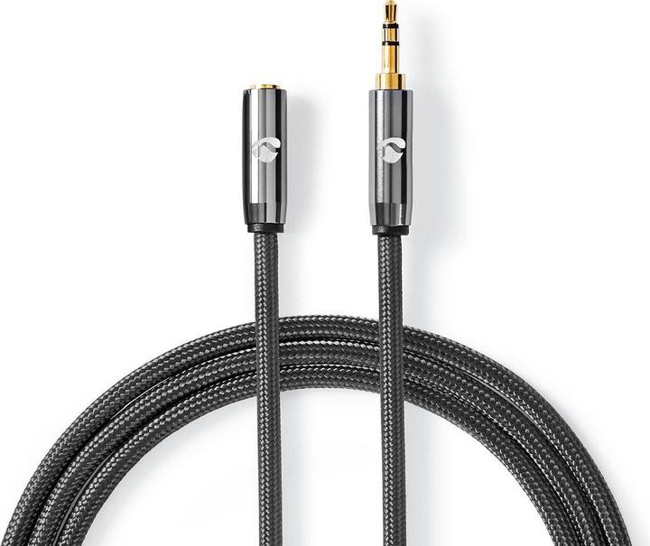 Immagine prodotto Nedis Cavo audio stereo 3,5 mm maschio 3,5 mm femmina placcato oro 2,00 m rotondo grigio / grigio canna (2 m)