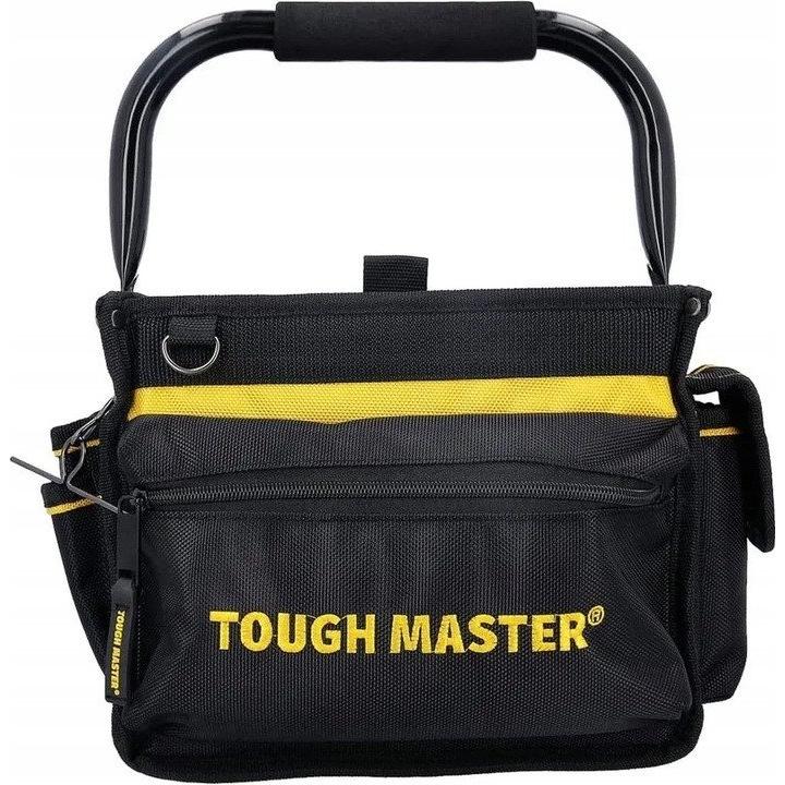 Tough Master, Cassetta degli attrezzi, Borsa porta attrezzi, 30 x 30 x 22 cm, Robusta borsa aperta, 19 tasche, con porta trapano