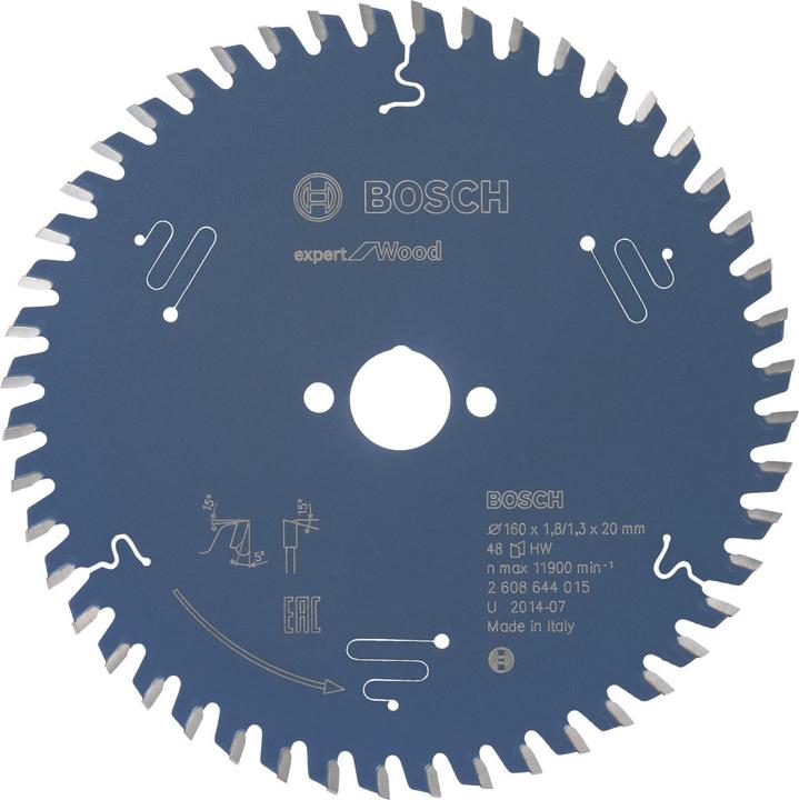 Bosch Professional Zubehör Kreissägeblatt Expert for Wood, 160 x 20 x 1,8 mm, 48