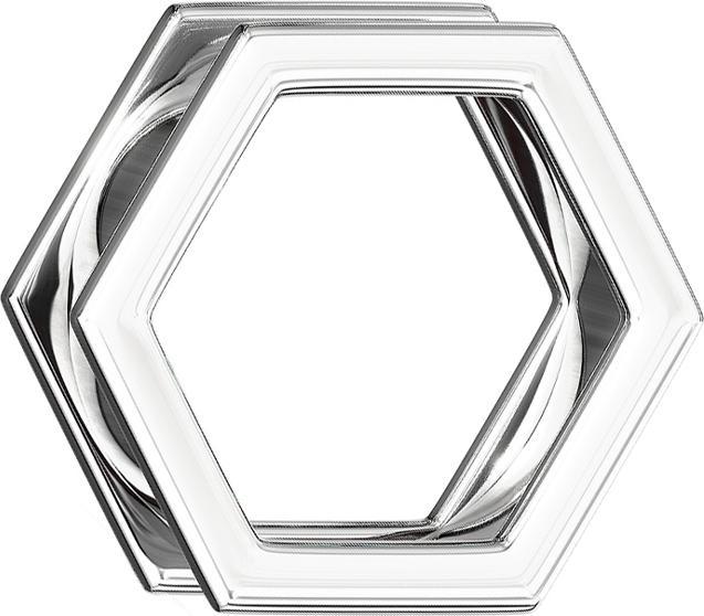 Immagine prodotto Star Piercing Tunnel di carne argento Esagono (senza ottone, Acciaio chirurgico 316L)