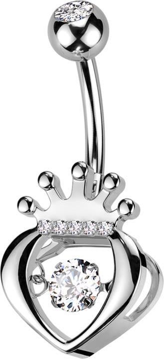 Produktbild Star Piercing Banane silber mit Kugel silber Kristall silber und Krone Kristalle silber (Messing, Chirurgenstahl 316L)