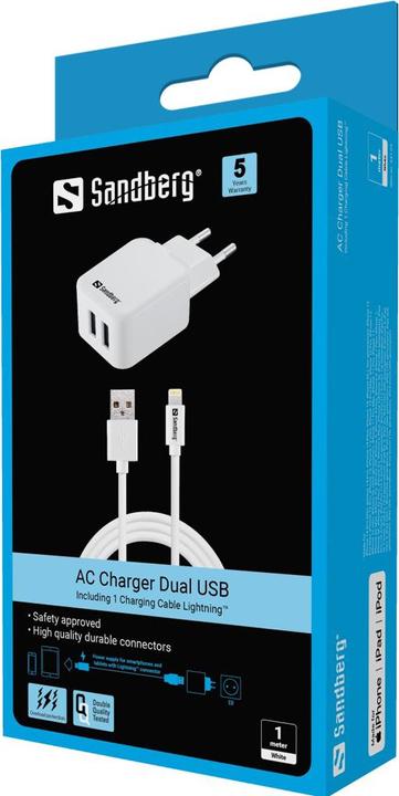 Image du produit Sandberg Chargeur AC EU Lightning (2 ports)