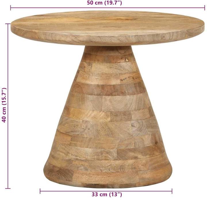 Actual product image vidaXL Side table Ø50x40 cm solid wood mango Storage table Sofa table (50 x 50 x 40 cm)