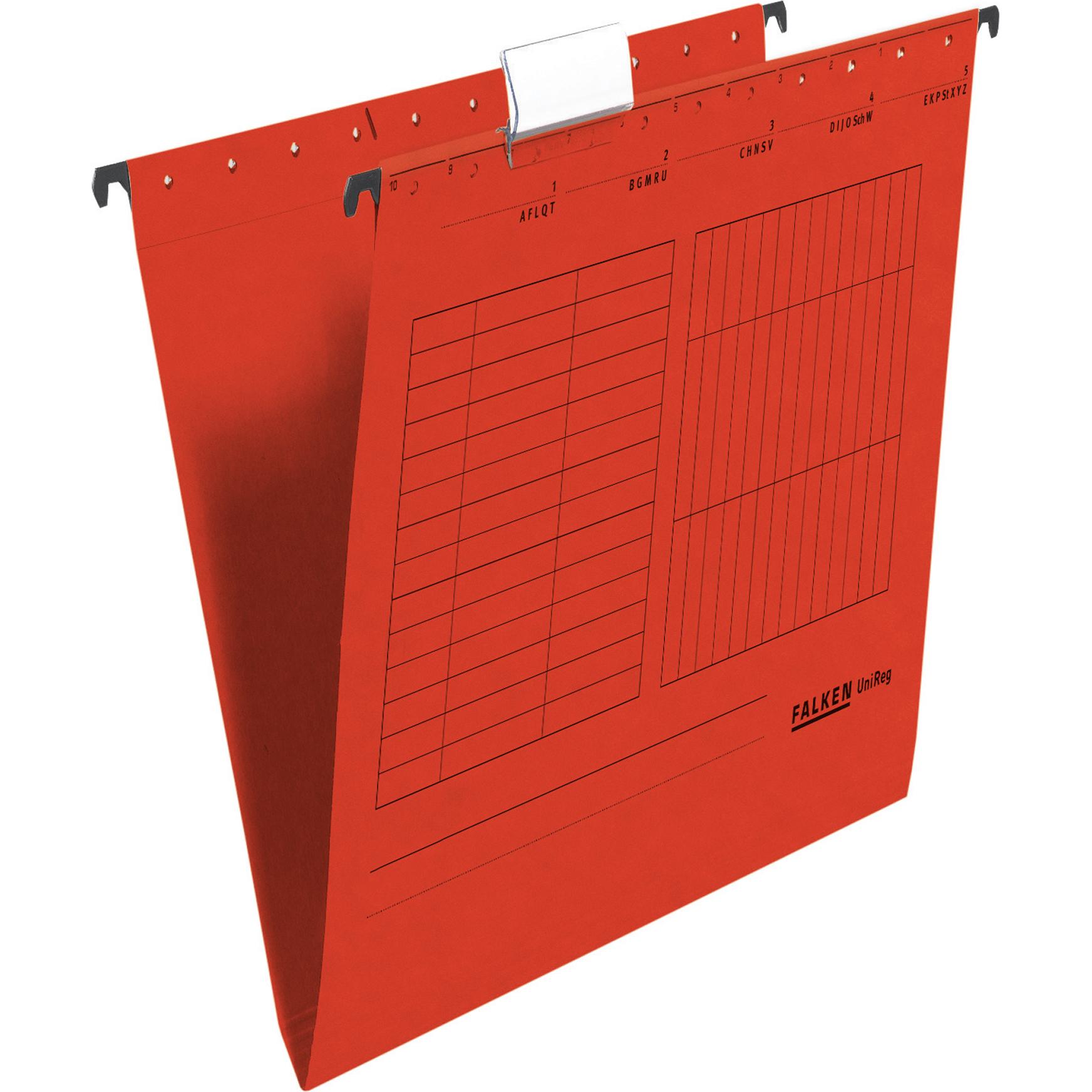 Falken, Mappe, Hängemappe UniReg DIN A4 230g/m² Manilakarton recycelt rot 5 St./Pack. (A4, 5 x)