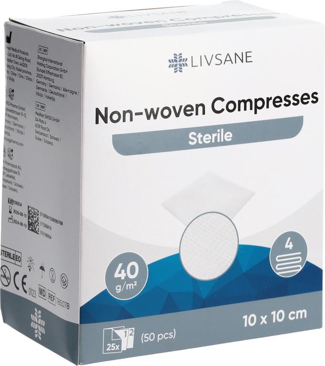 Actual product image Livsane Vliesskompressen 10x10cm steril 2 x 25 Stk
