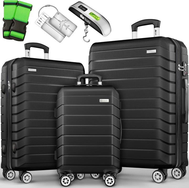 Actual product image Tillvex Reisekoffer-Set mit Gepäckwaage und TSA-Schloss (3-teilig)